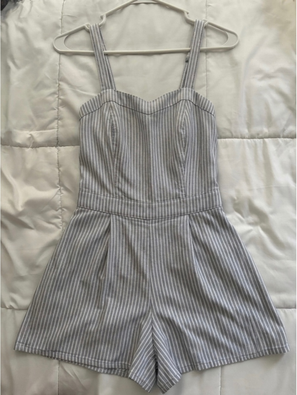 Hollister Women’s Blue White Striped Sweetheart Romper, Size XS